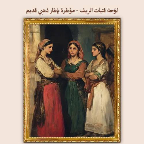 لوُحة فتيات الرِيف - مؤطرة بإطار ذهبي قديم
