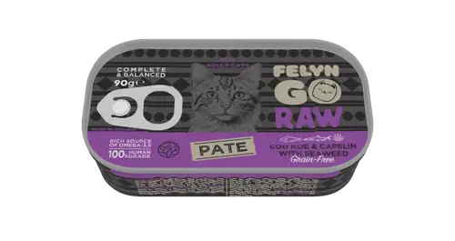 Felyn Go Raw C&B Cod Roe & Capelin With Seaweed Pate For Cats 90g