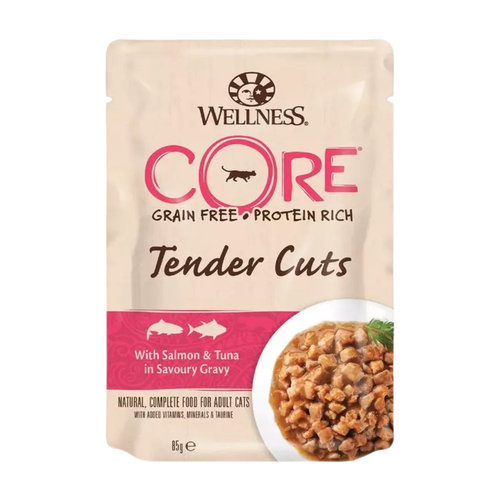 Wellness Core Tender Cuts Pouches Tuna & Salmon in Gravy for Cats 85g