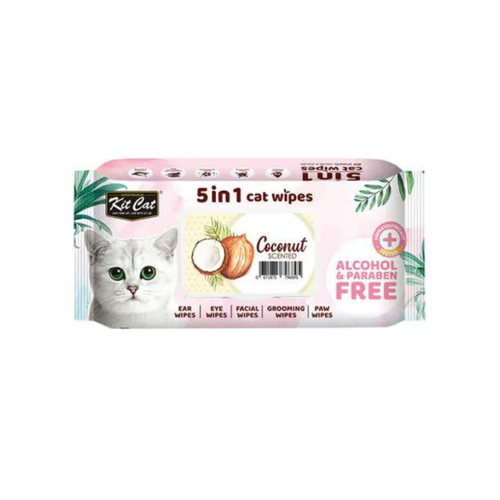 Kit Cat Wet Wipes 5 in 1 Coconut Scented 80 pcs