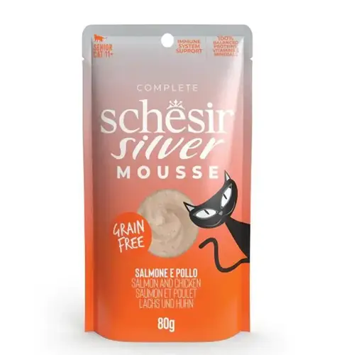 Schesir Pouch Silver Complete Mousse Salmon & Pumpkin for Cats 80g
