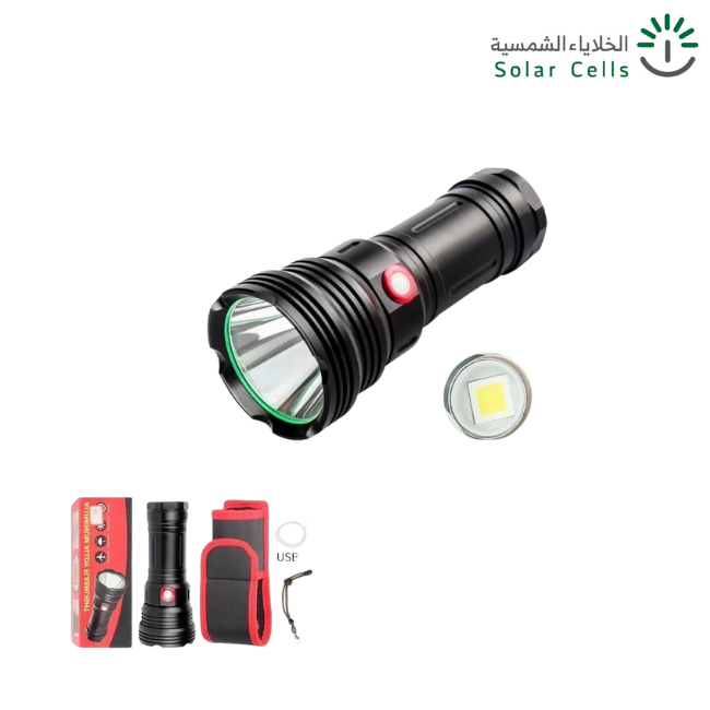 كشاف يدوي LED قوي وعالي الاضاءة قابل لاعادة الشحن عبر USBبتصميم متين مقاوم للاستخدام اليومي مثالي للرحلات مع حقيبة حمل سهل الاستخدام