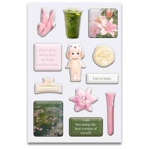strawberry matcha sticker set