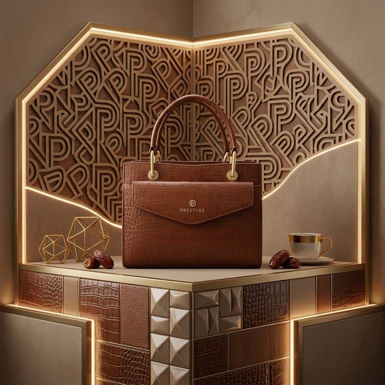 شنطة يد وسط براون  PRQ - 3158