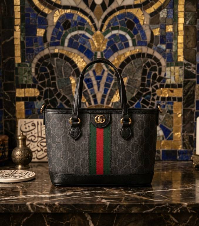 شنطة كتف وسط أسود كامل GUCC