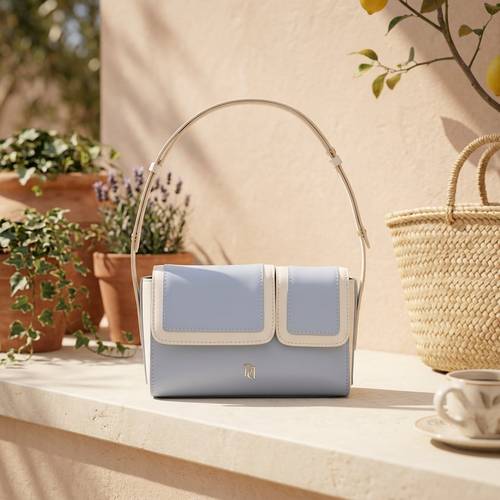 Double Eye Mini Bag - Sky Blue White