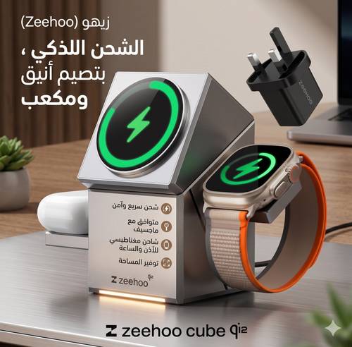 محطة شحن لاسلكية CubeTrick-X Qi2 بقدرة 15 واط من زيهو، محطة شحن لاسلكية 3 في 1