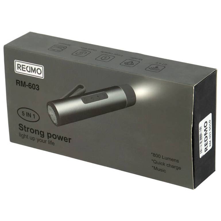 Redmo RM-603 سبيكر   لاسلكي مع مصباح يدوي متعدد الاستخدام 5في1