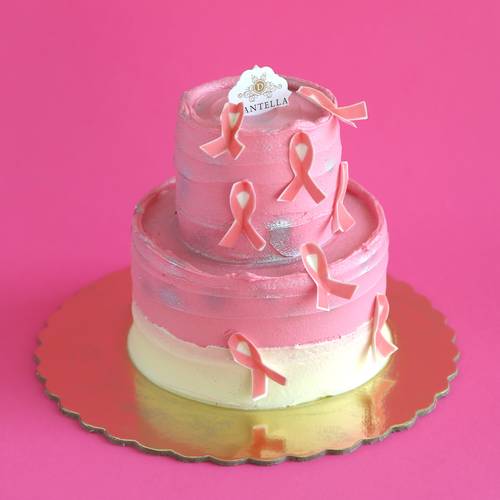 Elegant Pink Ribbon Cake