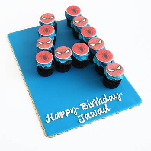 Spiderman Number Cupcake