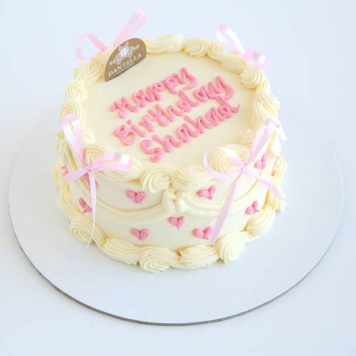 Baby Heart Pink Ribbons Cake
