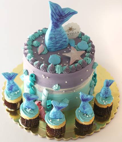 Mermaid Cake and Cupcake