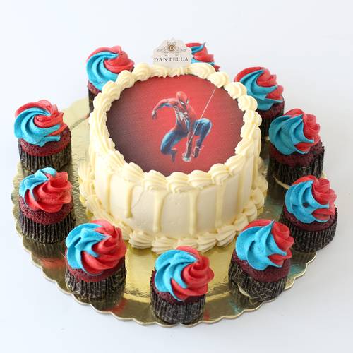 Spider man cake With Cupcake