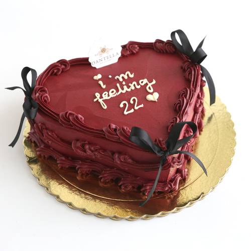 Ribbons Burgundy Heart Cake