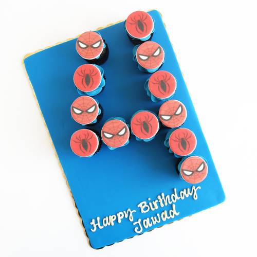 Spiderman Number Cupcake