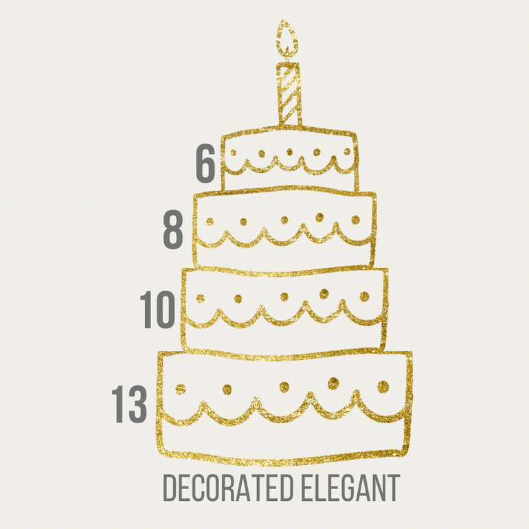 Decorate elegant cake (6+8+10+13) inch single