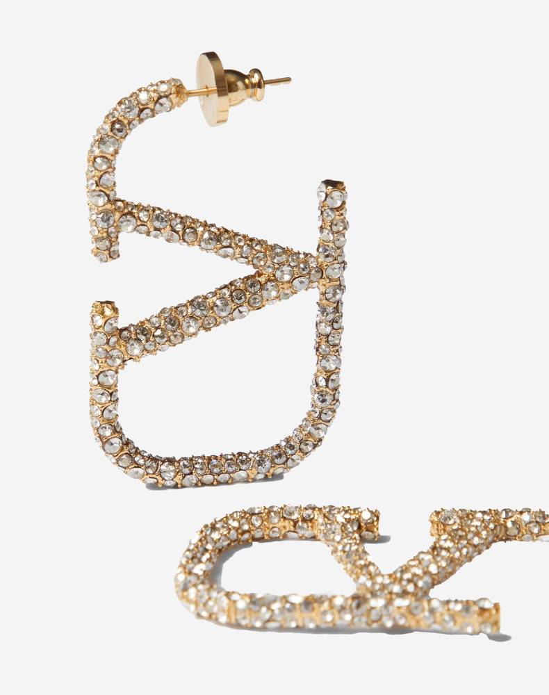  VLOGO SIGNATURE EARRINGS IN METAL AND SWAROVSKI CRYSTALS. (Pre-Order Within 14 Days) 