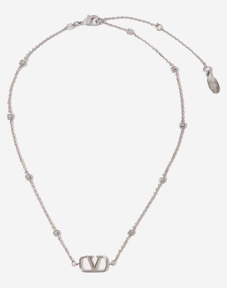  MINI VLOGO SIGNATURE NECKLACE IN METAL AND SWAROVSKI CRYSTALS (Pre-Order Within 14 Days) 