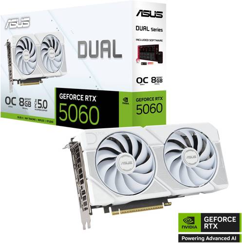 ASUS Dual GeForce RTX 5060 White OC Edition 8GB كرت شاشة