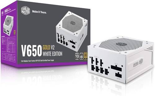 مزود طاقة كولر ماستر 650W ذهبي اللون ابيض 