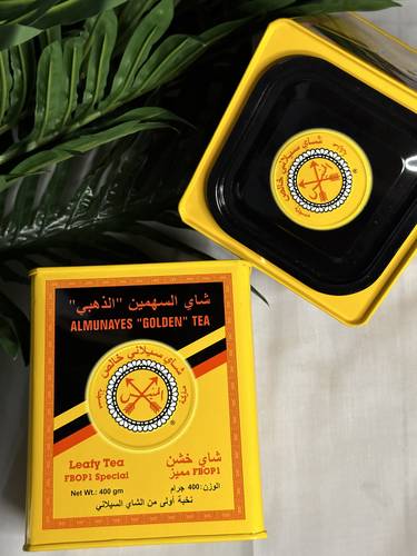 شاي المنيّس ( السهمين ) الذهبي -ورق خشن - علبة معدنية 400 جم