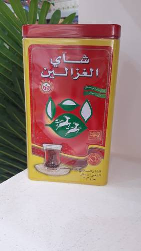 شاي الغزالين اسود 375 جرام علبه حديد وارد الاردن 