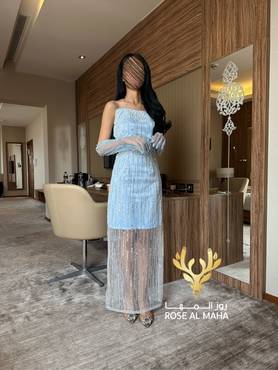 فستان سماوي تل  - XL - سماوي 