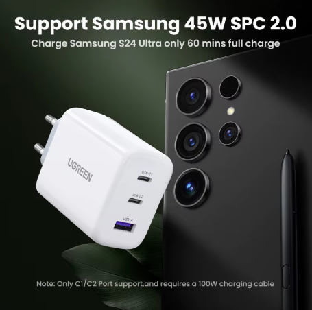 UGREEN 65 واط PD شاحن شحن سريع 4.0 3.0 نوع C PD شاحن USB آيفون 17 16 15 برو ماكس شاحن سريع لأجهزة الكمبيوتر المحمول PD شاحن