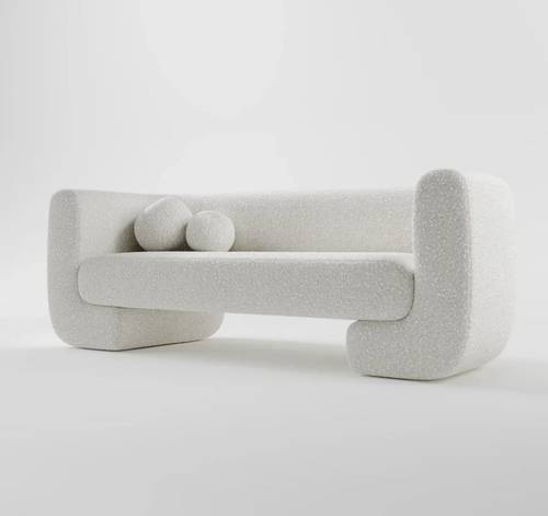 كنبة مودرن فنية منجدة بقماش بوكليه