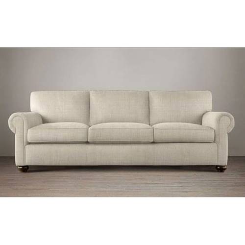 Three-seater Sofa Linen and Swedish Wood - Beige - كنبة ثلاث مقاعد كتان وخشب سويدي - بيج
