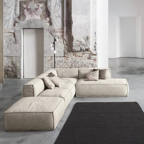 كنبة زاوية سويدي و كتان - بيج - Swedish and Linen Corner Sofa - Beige
