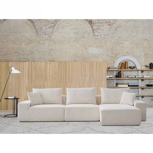 كنب ركني كلاسيكي زاوية يمين على شكل L أوف وايت - Off White L-Shape Right Corner Classic Sectional Sofa