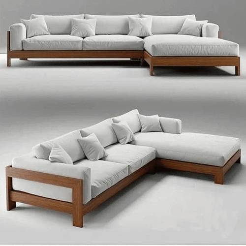 كنب ركني زاوية قابل للتغيير مخمل ابيض - White Velvet Convertible Sectional Corner Sofa
