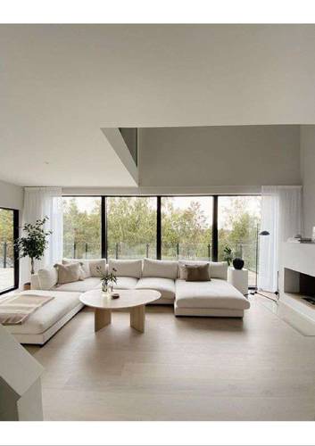 كنب ركني قابل للتغير على شكل U اثراب كتان ابيض - U-Shape Sectional Sofa Bed, White Linen Fabric