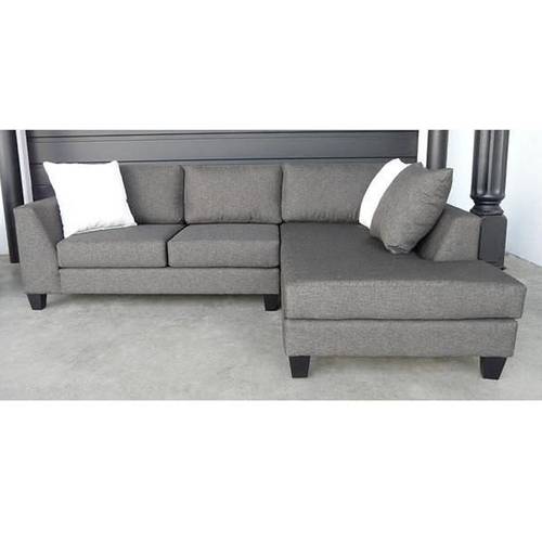 كنبة زاوية خشب سويدي وكتان - رمادي, Swedish wood and linen corner sofa - gray