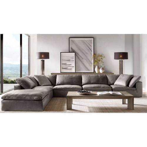 كنبة ركنية رمادية فاخرة بتصميم عصري - مثالية للاسترخاء 🛋️ - Modern Gray Luxury Sectional Sofa - Perfect for Relaxation 🛋️
