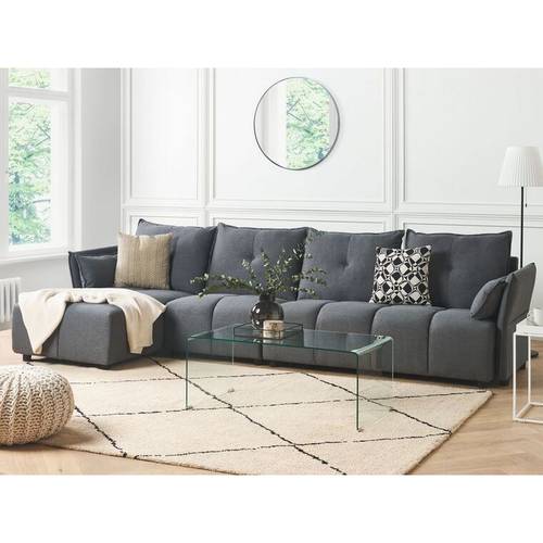 كنبة زاوية - كتان - رمادي - Corner Sofa - Linen - Grey