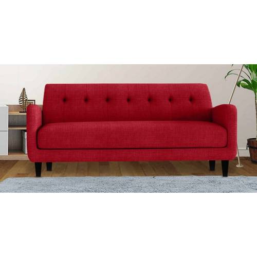 كنبة مقعدين خشب سويدي وبوليستر - أحمر - Two-Seater Sofa in Swedish Wood and Polyester - Red
