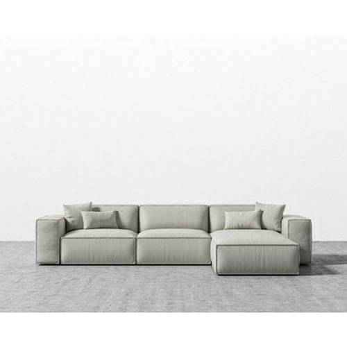 كنبة زاوية حرف L - رمادي, L-Shaped Sectional Sofa - Grey
