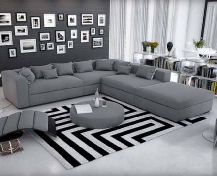 Stylish Gray Swedish Wood Sofa - كنبة رمادية أنيقة من خشب السويدي
