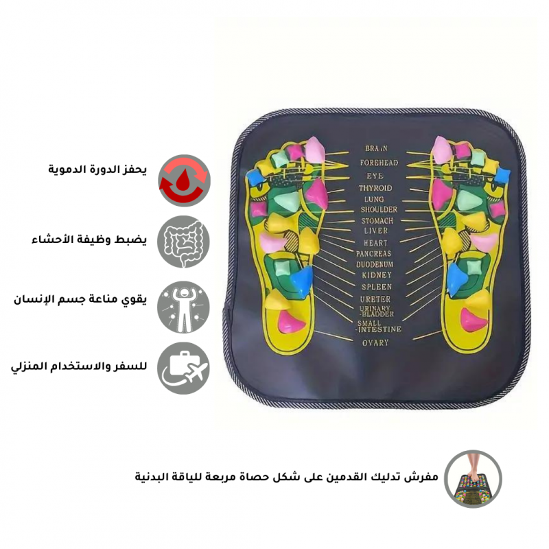 مفرش مساج القدمين على شكل حصى بلاستيكية ، بدون مصدر طاقة او بطارية ، مناسب للاستعمال المنزلي والمكتبي