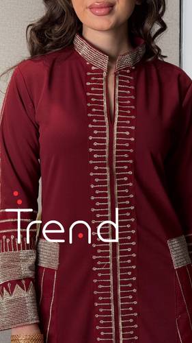 جلابية طولية مطرزة من الامام والخلف (عودي) - 2XL