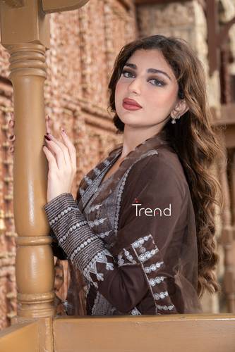 جلابية قطعتين موكا مطرزة - 4XL
