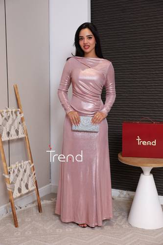 فستان بينك بلمعة لف - 2XL