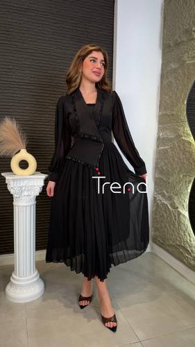 فستان اسود بكسرات  - 2XL
