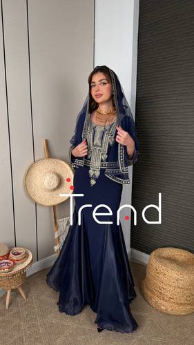 جلابية ليكرا بطرحة راس (كحلي) - 3XL