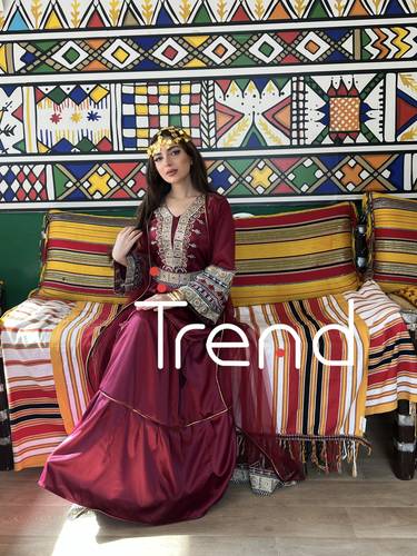 جلابية طويل قطعتين مطرزة (عودي) - 3XL