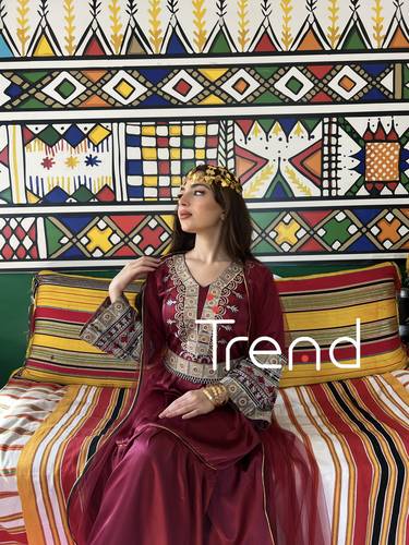 جلابية طويل قطعتين مطرزة (عودي) - 3XL
