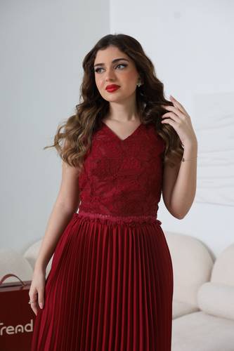 فستان برغندي قطعتين  - XL