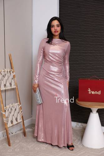 فستان بينك بلمعة لف - 2XL